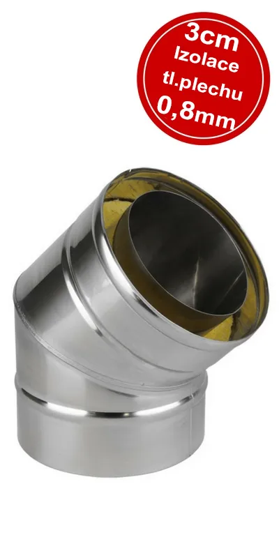 EKO nerezové koleno 150 45° 0,8 – rad EKO, Ø 150 mm, hrúbka 0,8 mm