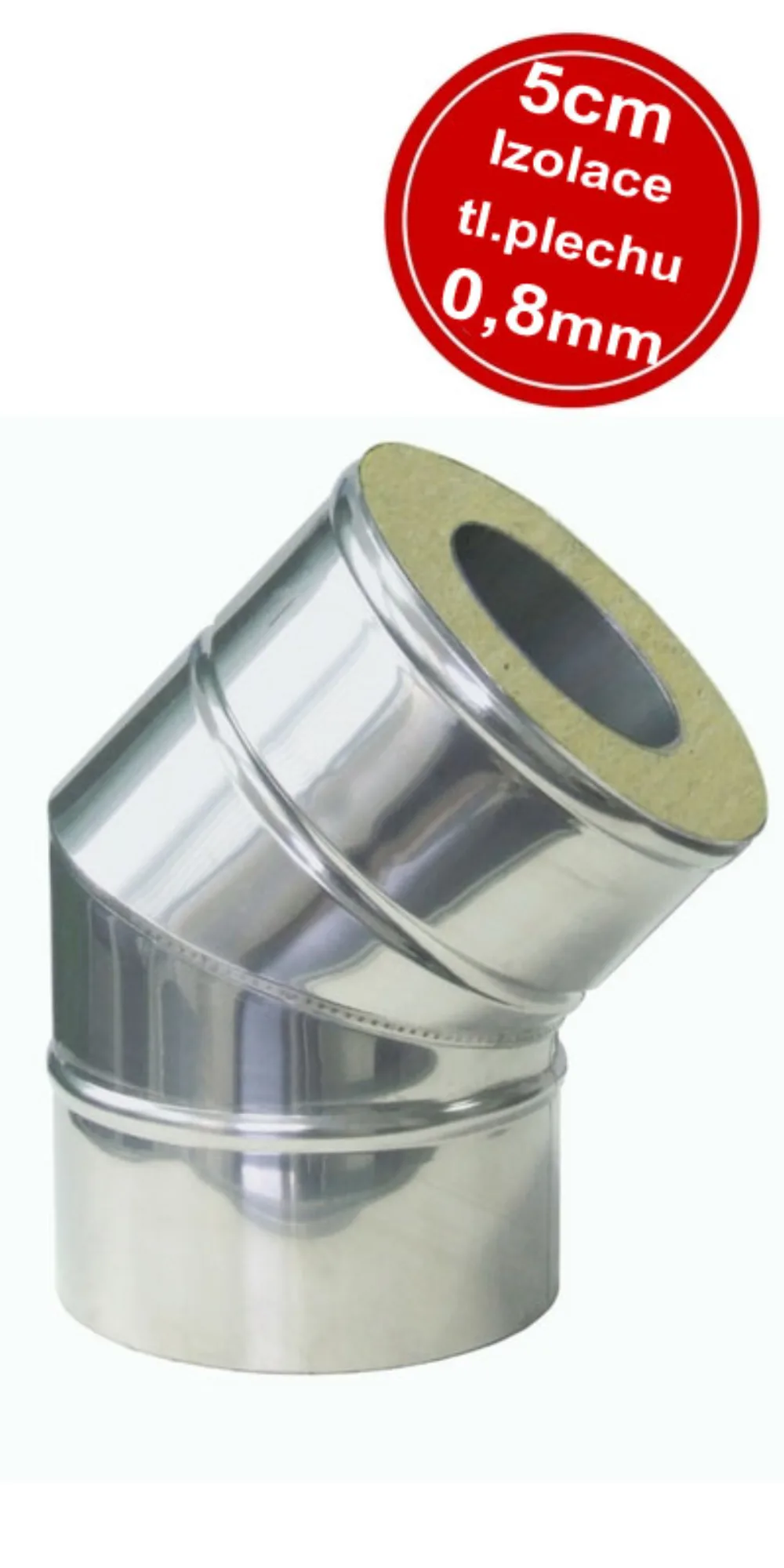IZOL nerezové koleno 300 45° 0,8 – rad IZOL, Ø 300 mm, hrúbka 0,8 mm