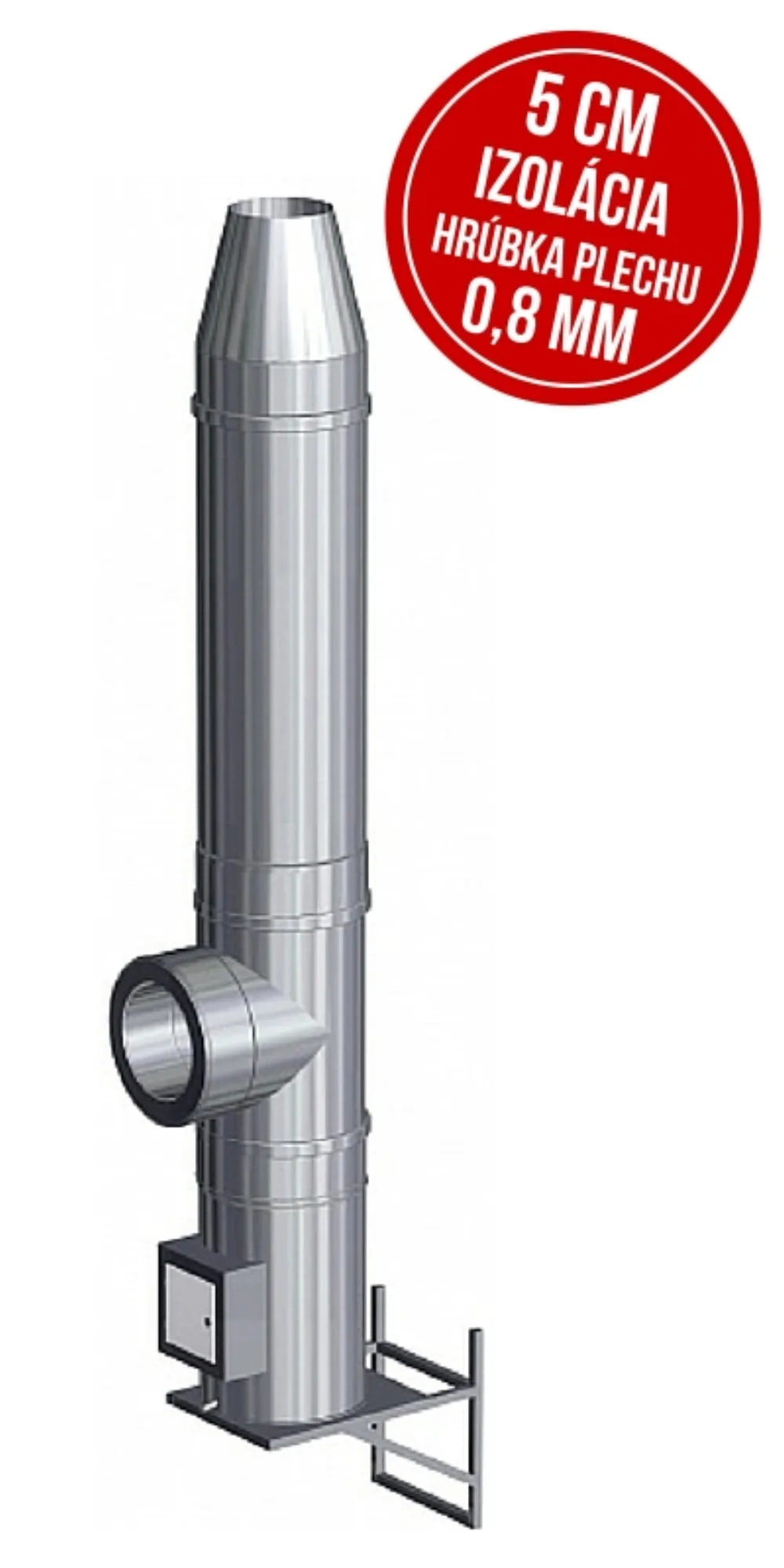 Trojvrstvový nerezový komín IZOL 6m/0,8/160 – rad IZOL, Ø 160 mm, hrúbka 0,8 mm